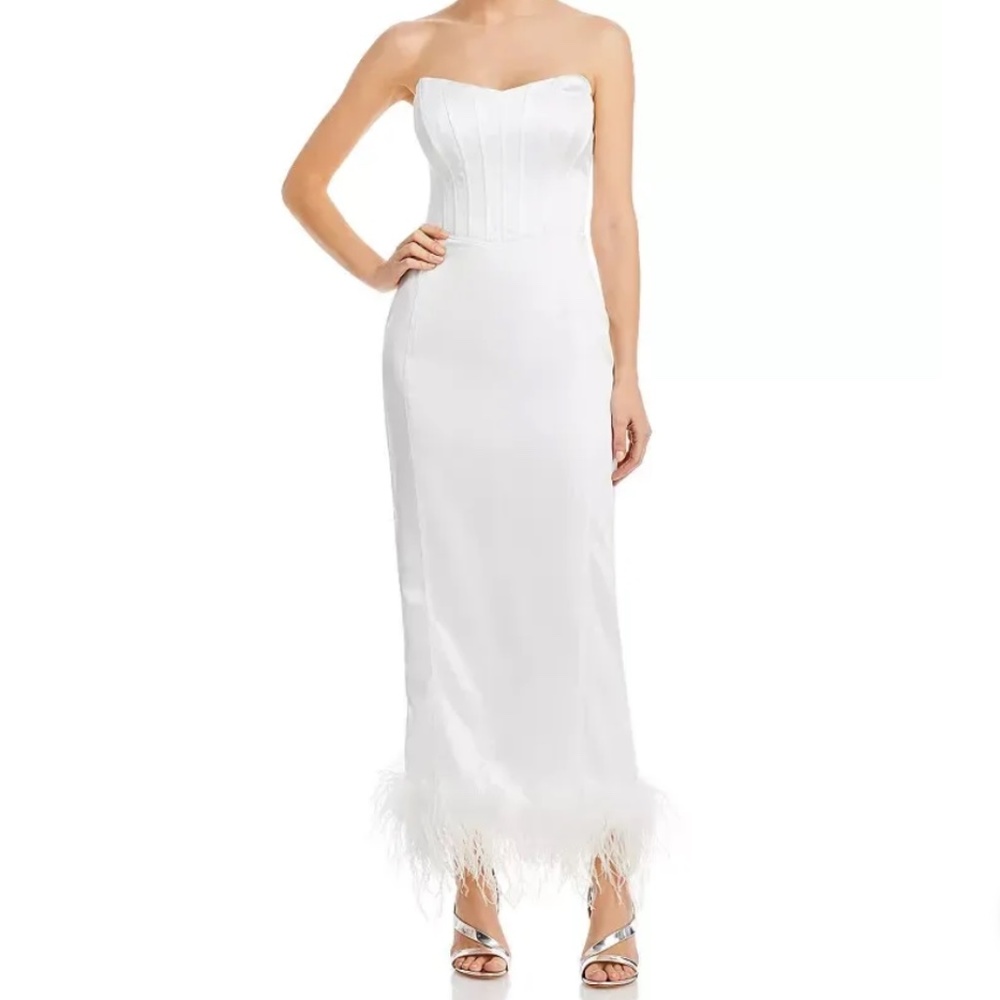 NWT Aqua x Maeve Bustier Feather Trim Dress